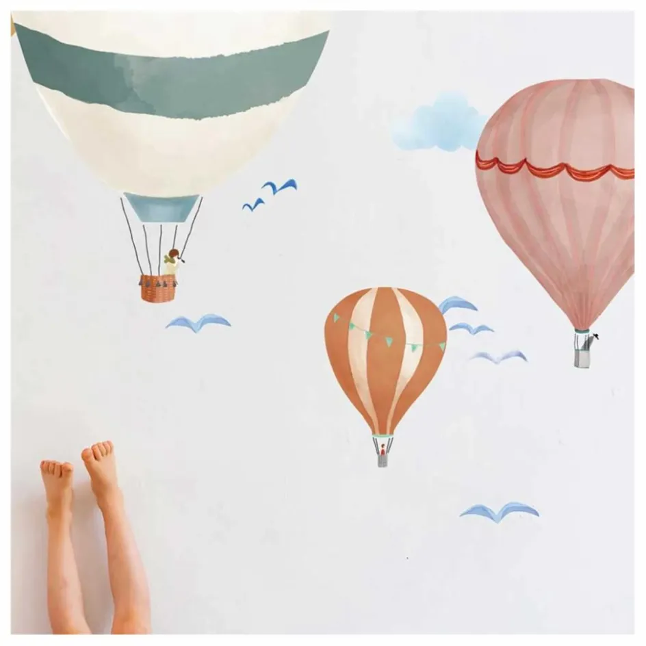 Discount MIMI'lou Sticker géant Montgolfière Aquarelle Multicolore
