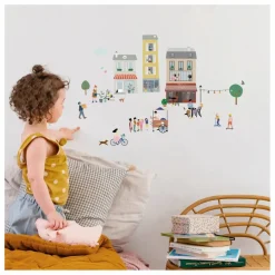 MIMI'lou Stickers easy Mon Village|Enfant Décoration Murale|Déco Murale Enfant