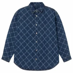 The Tiny Big Sister Sur-Chemise Flowers Grid Denim ||Femme Blouses, Chemises