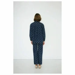 The Tiny Big Sister Sur-Chemise Flowers Grid Denim ||Femme Blouses, Chemises