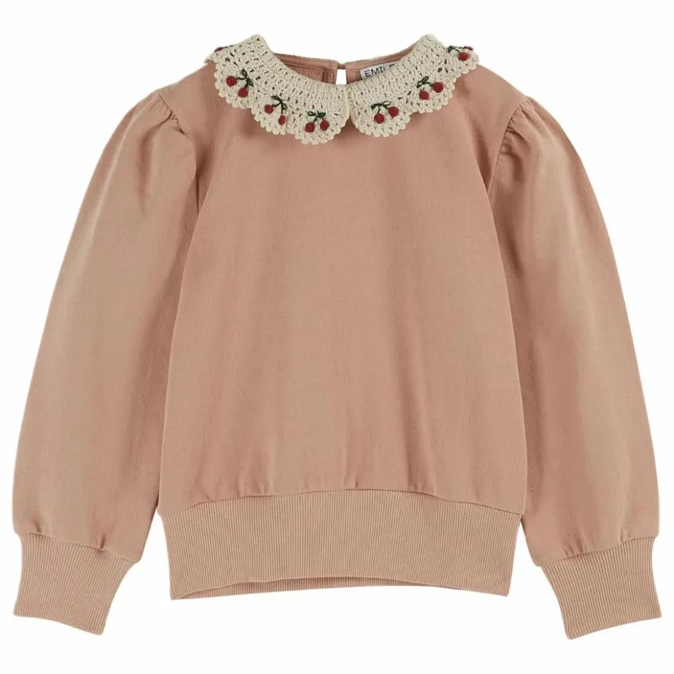 Outlet Emile et Ida Sweat Col Brodé | Rose poudré