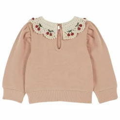 Outlet Emile et Ida Sweat Col Brodé | Rose poudré
