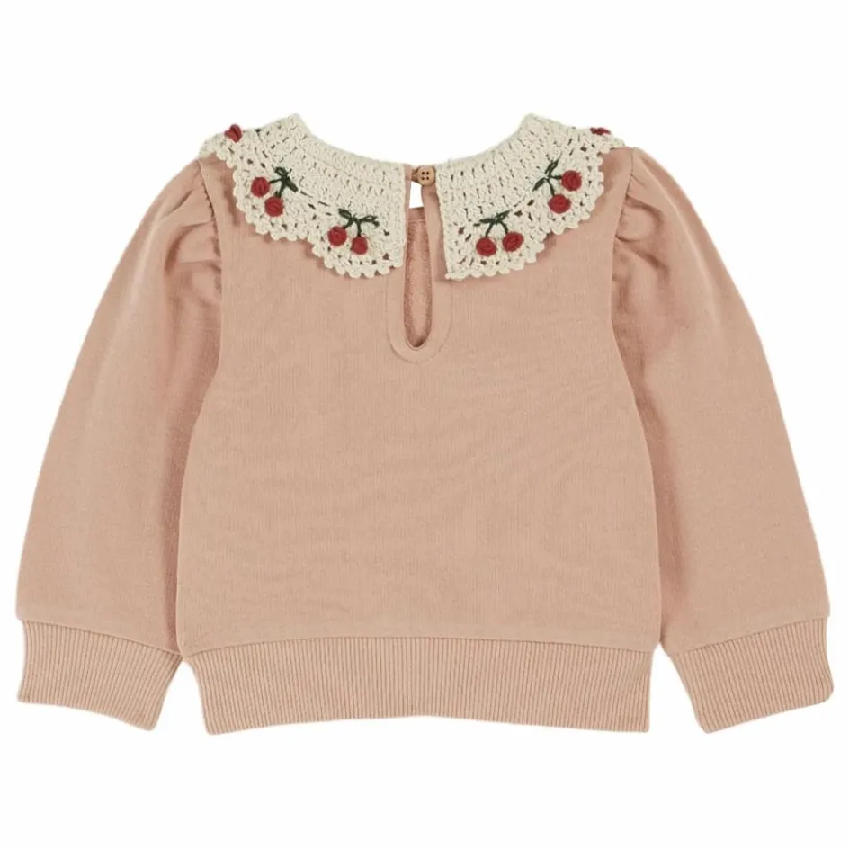 Outlet Emile et Ida Sweat Col Brodé | Rose poudré