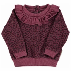 Enfant Piupiuchick Sweats|Sweats*Sweat Col Volants Léopard Coton Bio |