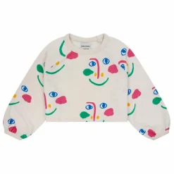 Bobo Choses Sweat Coton Bio Visages | Ecru