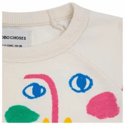 Bobo Choses Sweat Coton Bio Visages | Ecru