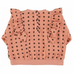 New Piupiuchick Sweat Côtelé Volants Etoiles Coton Bio | Corail