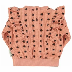 New Piupiuchick Sweat Côtelé Volants Etoiles Coton Bio | Corail