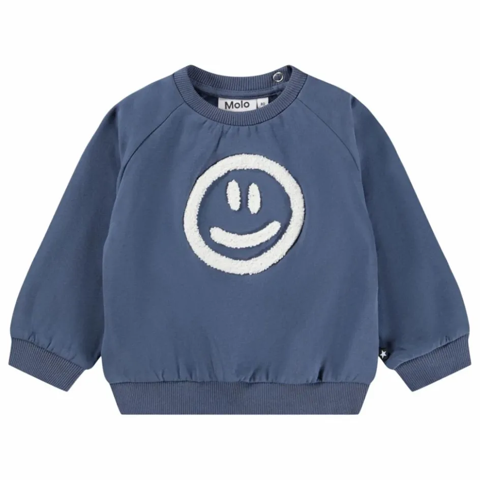 Sale Molo Sweat Disc Smiley Coton Bio | Bleu