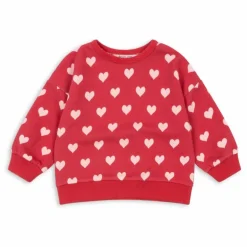 New Konges Sløjd Sweat Loupy Lou Cœurs Coton Bio | Rouge