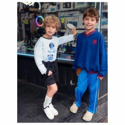 Online Mini Rodini Sweat Rayé Coton Bio | Bleu roi