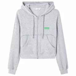 Discount American Vintage Sweat Zippé Evona | Gris chiné clair