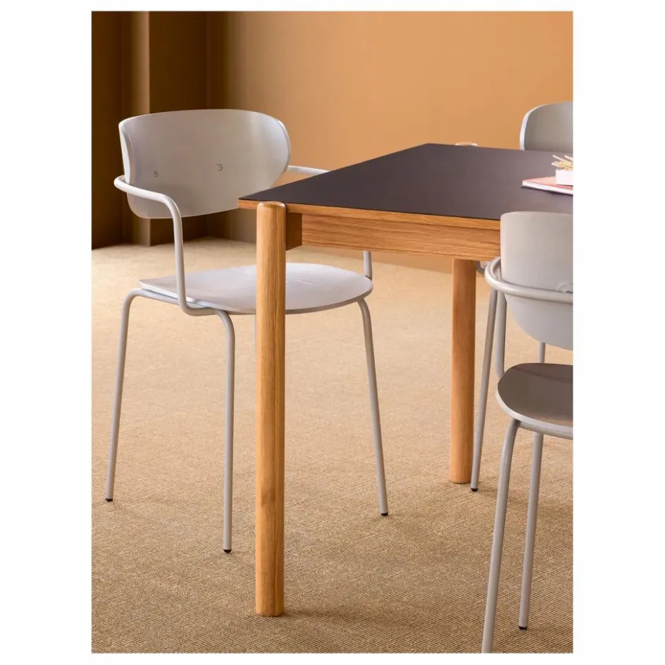 New Hübsch Table à manger en chêne Oblique | Noir