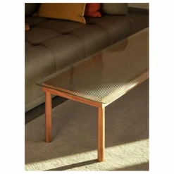 Outlet Hay Table basse en verre cannelé Kofi, piétement en | Chêne
