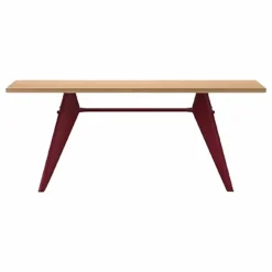 Outlet Vitra Table EM - piètement Rouge Japonais - Jean Prouvé | Chêne
