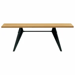 New Vitra Table EM en naturel huilé 220x90 cm - piètement noir - Jean Prouvé | Chêne
