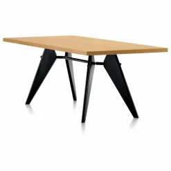 New Vitra Table EM en naturel huilé 220x90 cm - piètement noir - Jean Prouvé | Chêne