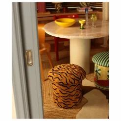 Sale Doing Goods Tabouret brodé Maya Tiger | Camel