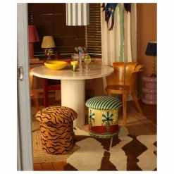 Sale Doing Goods Tabouret brodé Maya Tiger | Camel