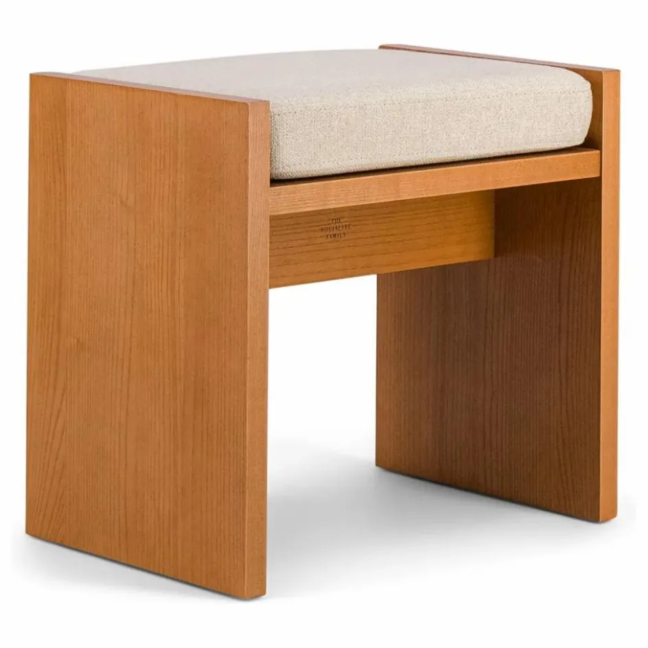 Discount Tabouret Chiesa en toile tissée et frêne finition iroko | Poufs, Matelas De Sol
