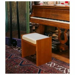 Discount Tabouret Chiesa en toile tissée et frêne finition iroko | Poufs, Matelas De Sol