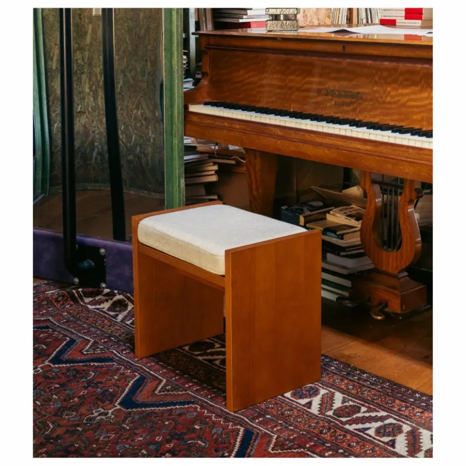 Discount Tabouret Chiesa en toile tissée et frêne finition iroko | Poufs, Matelas De Sol