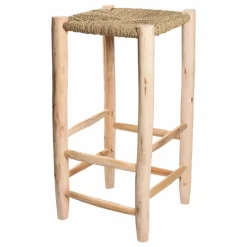 Hot Cosydar Tabouret de bar en bois brut et palme Naturel