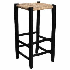 Cosydar Tabouret de bar en bois peint et palme | Noir
