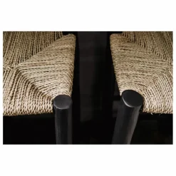Cosydar Tabouret de bar en bois peint et palme | Noir