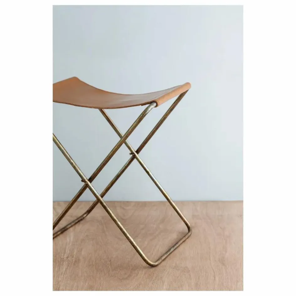 Broste Copenhagen Tabouret pliant en cuir Nola| Chaises, Tabourets, Bancs