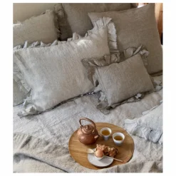 Outlet Maison de Vacances Taie d'oreiller Boho en Lin Lavé shaker | Stone