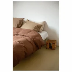 Suite 702 Taie d'oreiller Striped en percale organique - Brown-Ecru ||Enfant Linge De Lit Enfant|Linge De Lit