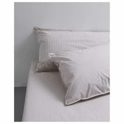 Suite 702 Taie d'oreiller Striped en percale organique - Brown-Ecru ||Enfant Linge De Lit Enfant|Linge De Lit