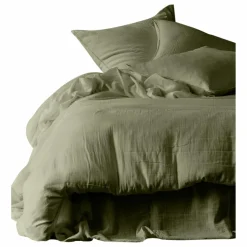 Outlet Haomy Taies d'oreiller en gaze de coton Mykonos - Set de 2 | Kaki