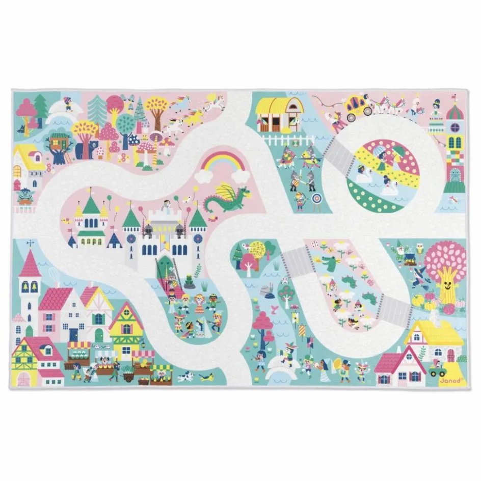 Janod Tapis avec circuit Royaume enchanté - Cross Roads Multicolore