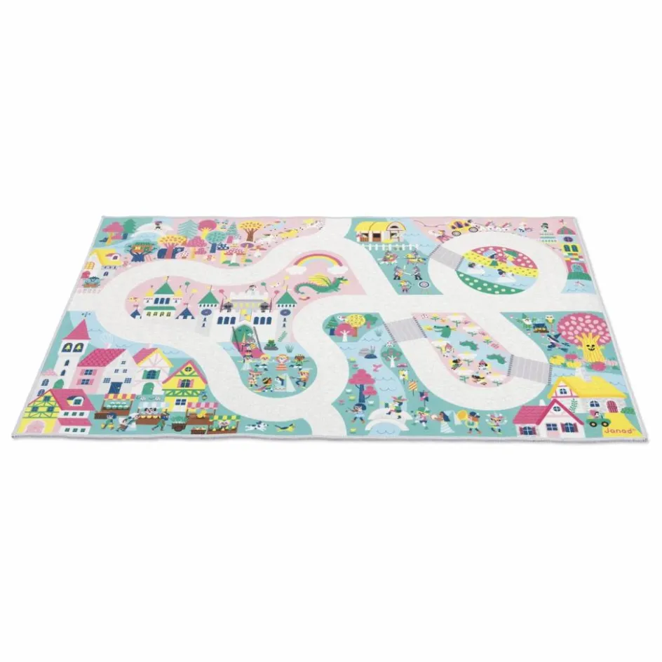 Janod Tapis avec circuit Royaume enchanté - Cross Roads Multicolore