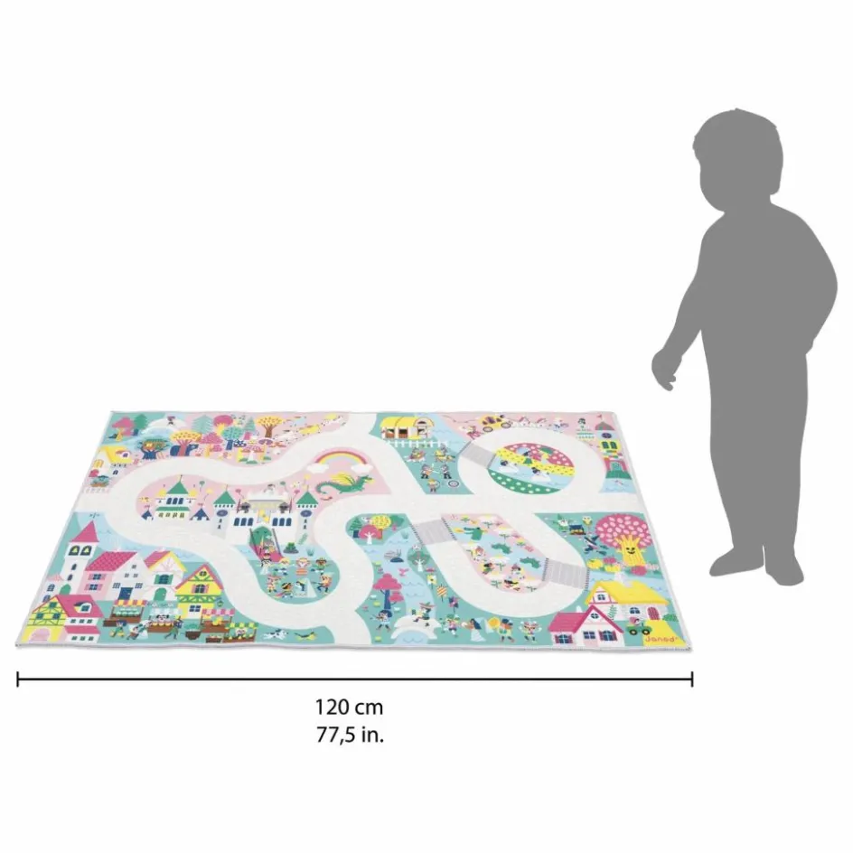 Janod Tapis avec circuit Royaume enchanté - Cross Roads Multicolore