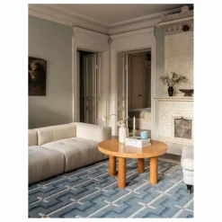 Online Layered Tapis en laine Johanna | Bleu ciel