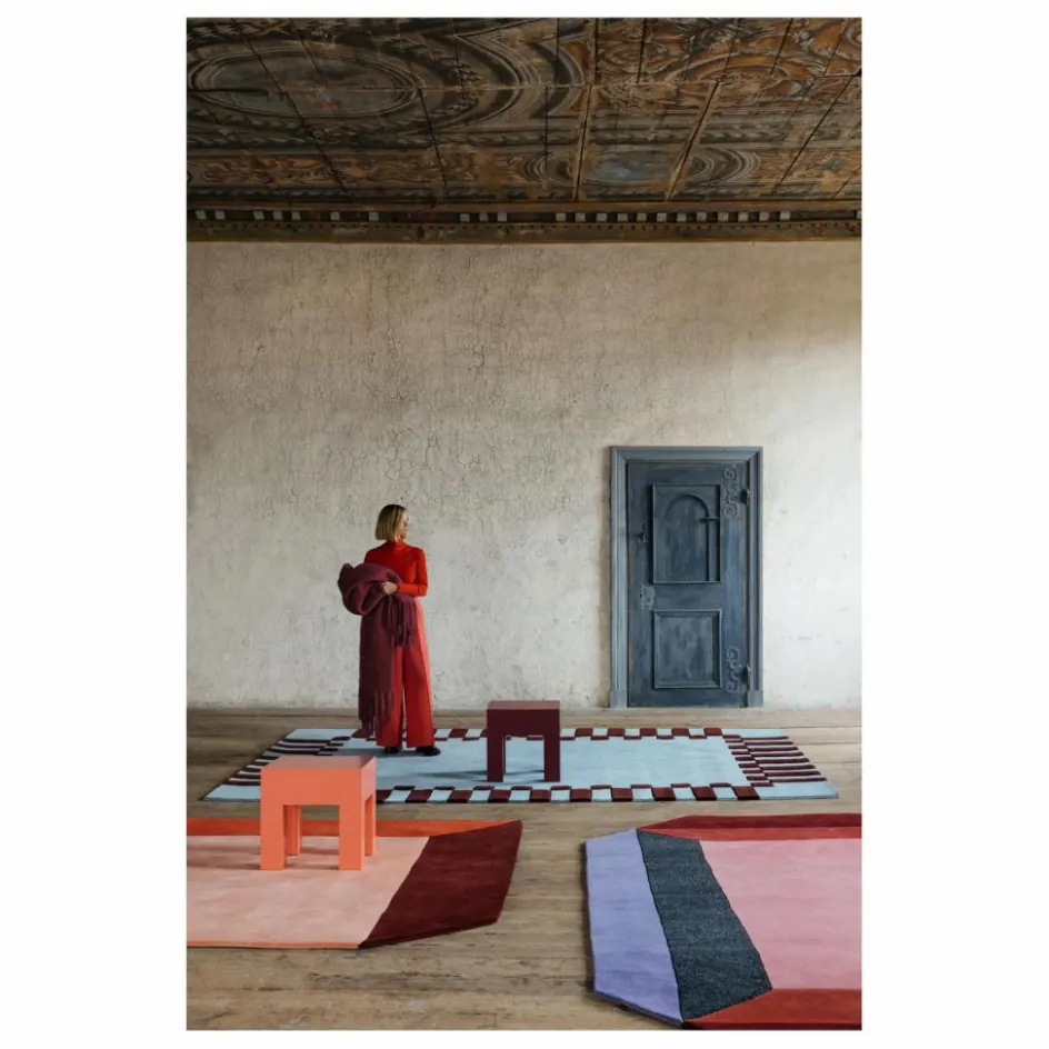 Sale Layered Tapis en laine Teklan Box, Tekla Evelina Severin | Corail