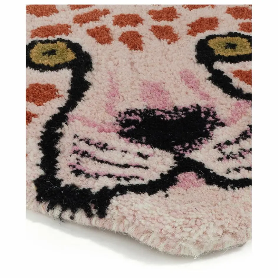 Online Doing Goods Tapis tête de léopard Pinky en laine | Rose