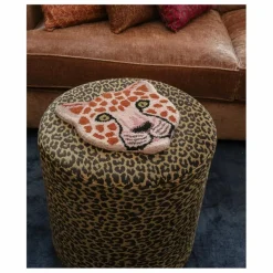 Online Doing Goods Tapis tête de léopard Pinky en laine | Rose