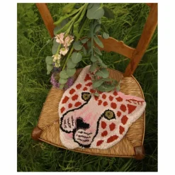 Online Doing Goods Tapis tête de léopard Pinky en laine | Rose