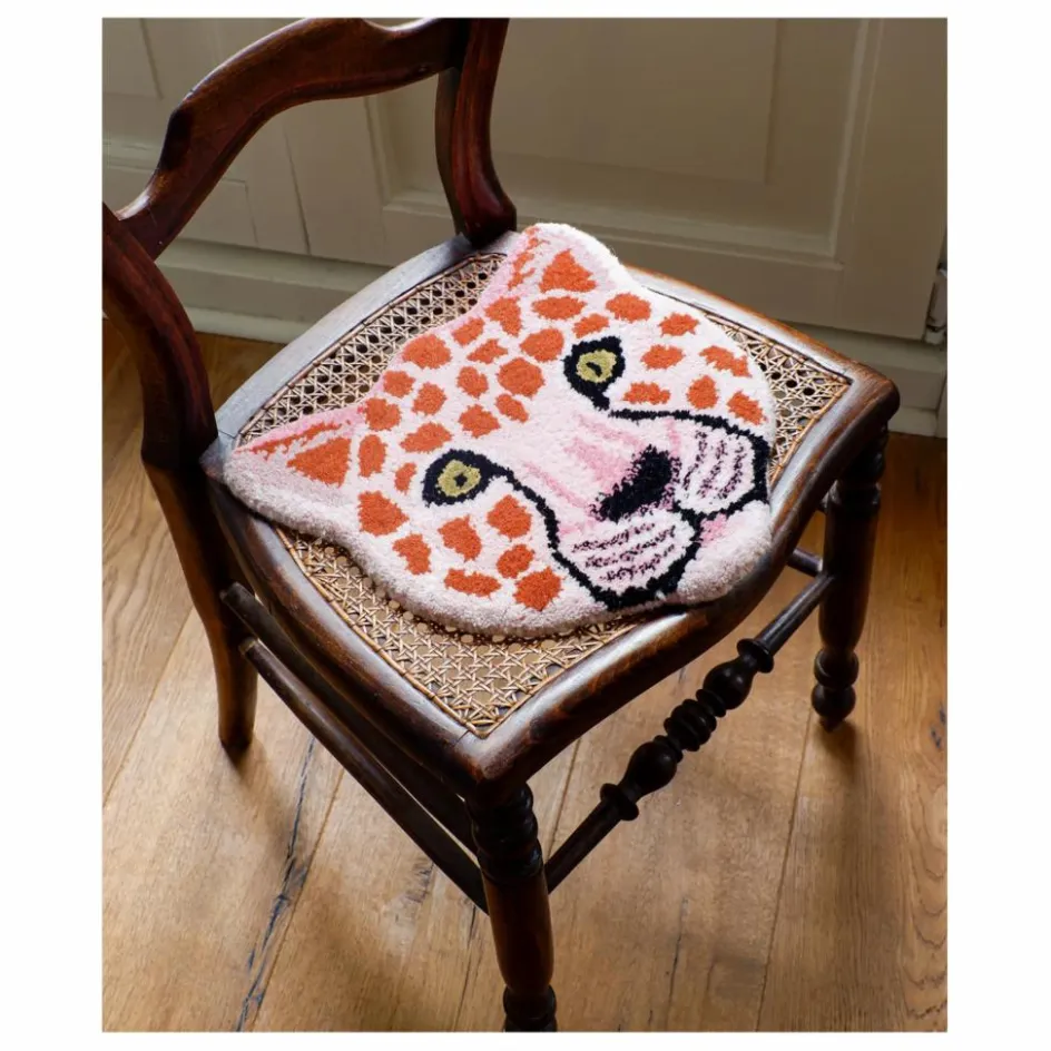 Online Doing Goods Tapis tête de léopard Pinky en laine | Rose