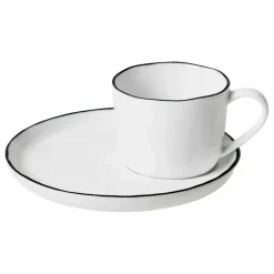 Outlet Broste Copenhagen Tasse avec soucoupe en porcelaine Salt Blanc