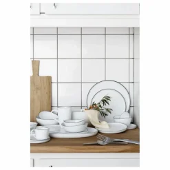 Outlet Broste Copenhagen Tasse avec soucoupe en porcelaine Salt Blanc