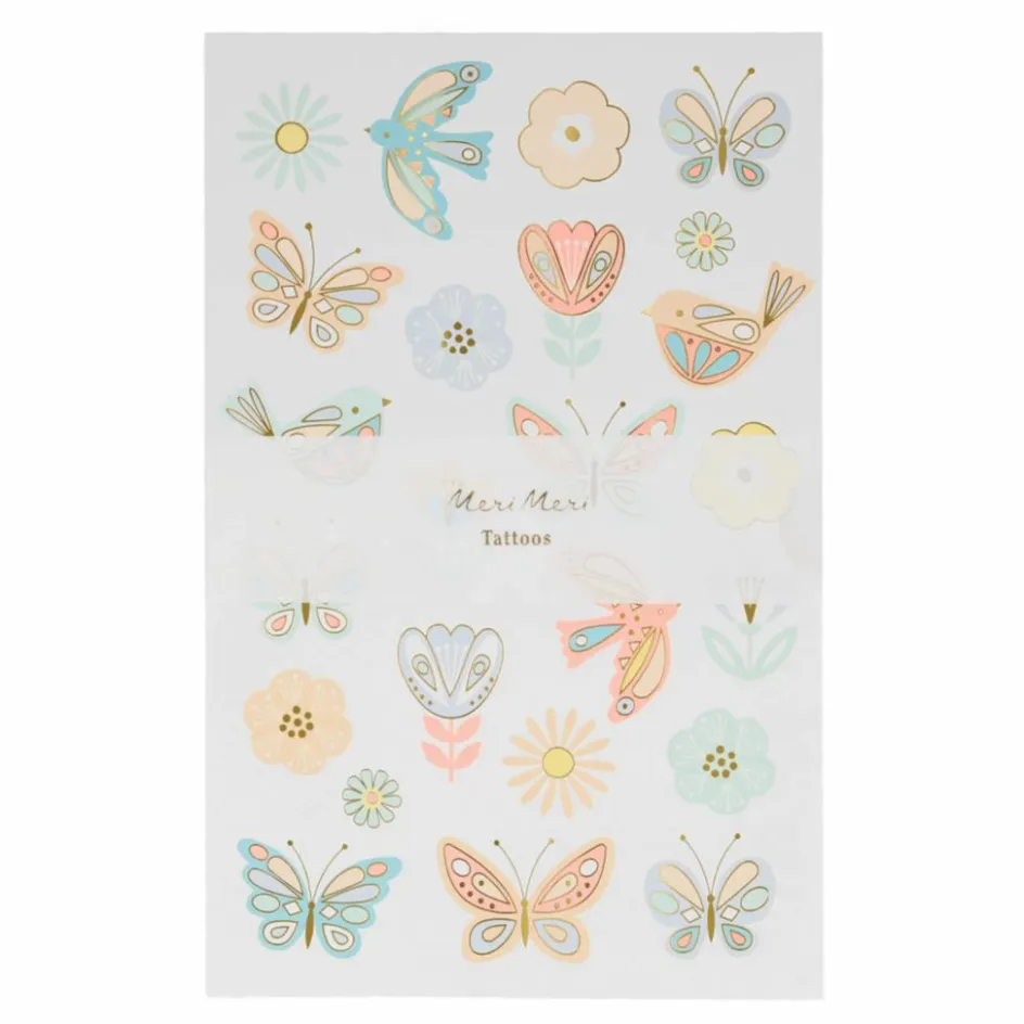 Meri Meri Tatouages temporaires Oiseaux et papillons|Enfant Soins Du Corps|Soins Du Corps