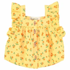 Discount Piupiuchick Top Fleuri Coton Bio | Jaune