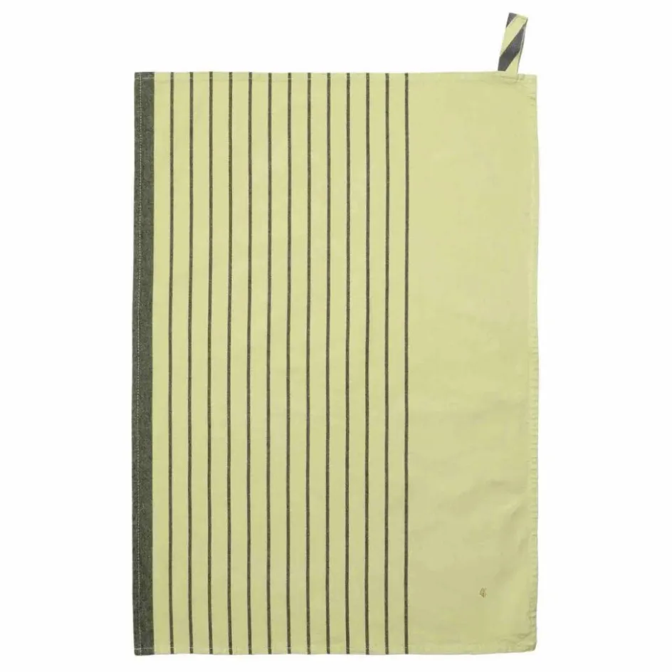 Discount La cerise sur le gâteau Torchon rayé en coton bio Piero | Jaune pâle