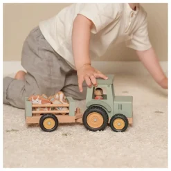 Little Dutch Tracteur avec remorque en bois FSC - Little Farm| Garages, Circuits
