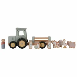 Little Dutch Tracteur avec remorque en bois FSC - Little Farm| Garages, Circuits